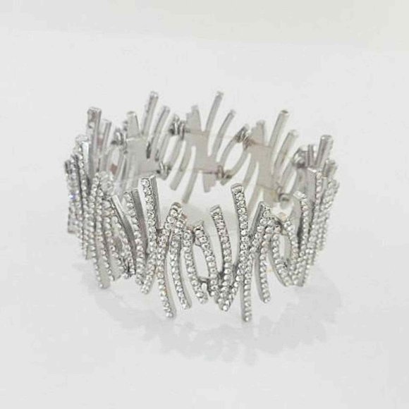 New INC INTERNATIONAL CONCEPTS Crystal Zig-Zag Stretch Bracelet - Picture 2 of 4